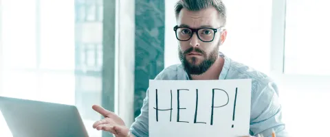 Man holding hep sign