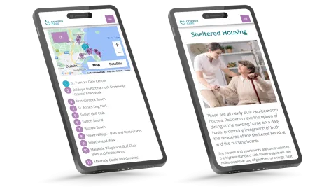 Responsive Website Design (Mobile) - Local Amenities and Sheltered Housing pages.