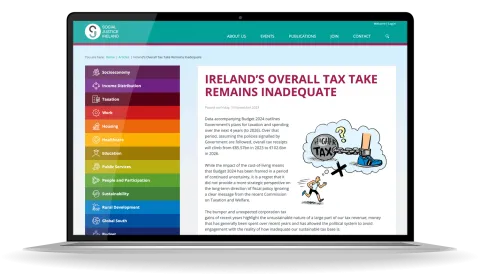 Responsive Website Design (Laptop) - Article Page Design for Social Justice Ireland.
