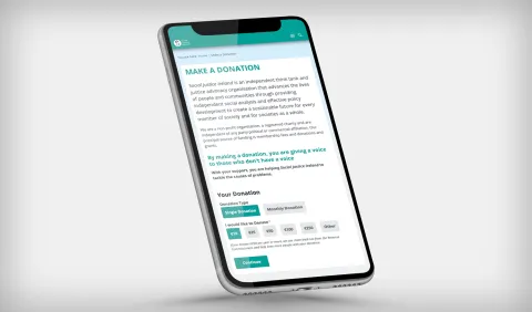 Responsive Website Design (Laptop) - Make a Donation Design for Social Justice Ireland.