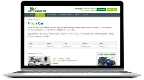 Responsive Website Design - Finance Application Form - Laptop - CarLoans4u