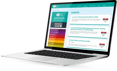 Responsive Website Design (Laptop) - Events Page for Social Justice Ireland.