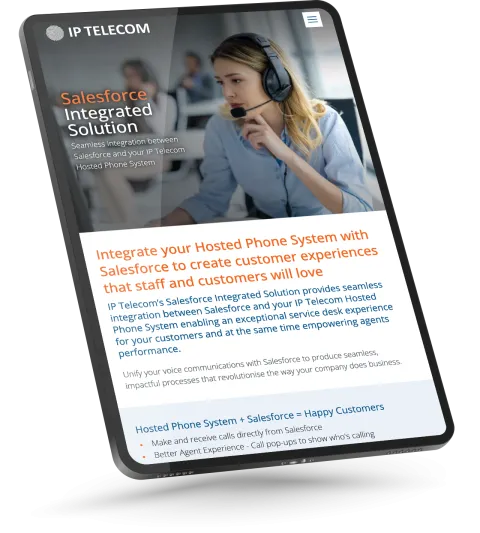 Responsive Website Design (Tablet) – Salesforce Integration Solutions page for IP Telecom.