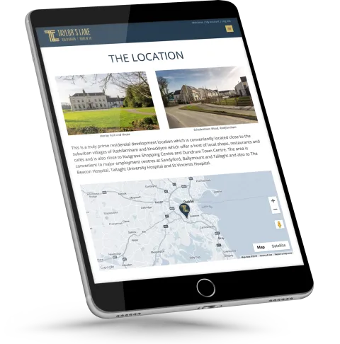 Responsive Website Design (Tablet) – Location page for a property at Taylor’s Lane for Avison Young.