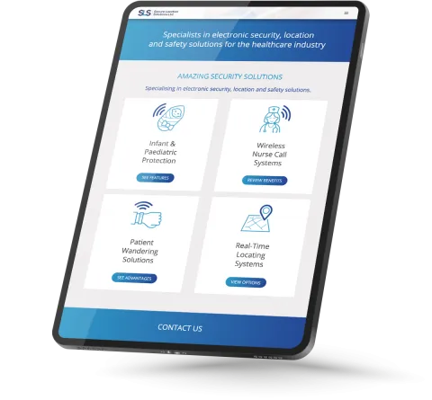 Responsive Website Design (Tablet) of the Solutions page for Secure Location Solutions.