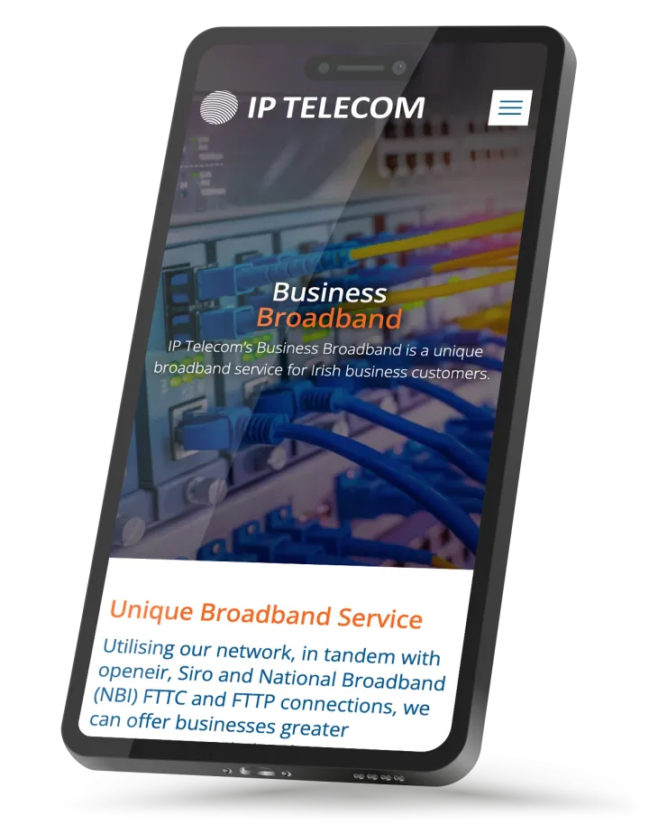 Responsive Website Design (Mobile) – Business Broadband page for IP Telecom.