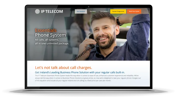 Responsive Website Design (Laptop) – Essential Phone Systems page for IP Telecom.