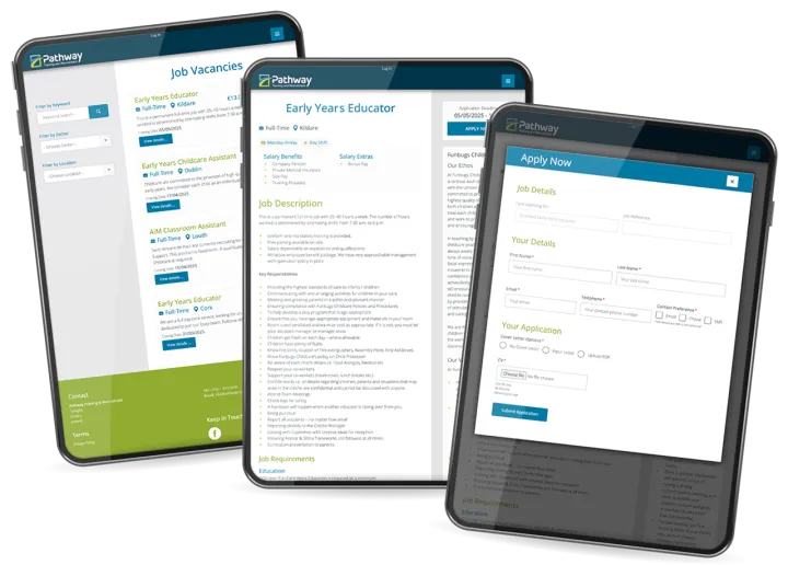 Responsive Website Design (Tablet) - Recruitment Section Design for Pathway Recuitment and Training.