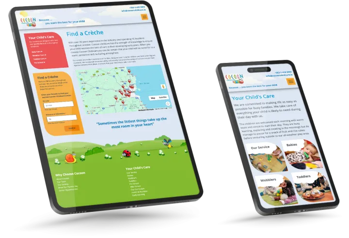 Responsive Website Design - Tablet and Mobile - Cocoon Childcare.