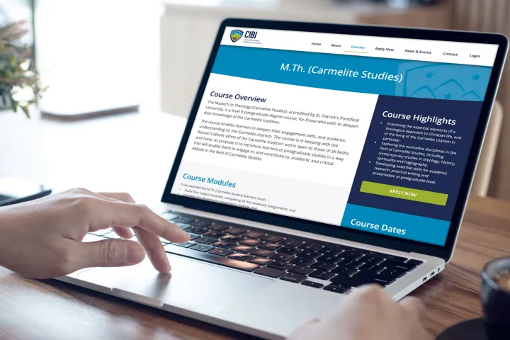 Responsive Website Design (Laptop) - Masters in Theology course page for CIBI.