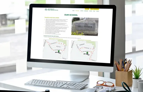 Responsive Website Design - Our School page on Desktop - St Patrick’s Boys’ National School