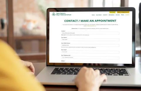 Responsive Website Design - Make an Appointment Page on Laptop - St Patrick’s Boys’ National School