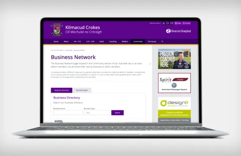Responsive Website Design for Kilmacud Crokes for the Business Network