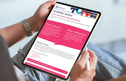 Responsive Website Design (Tablet) - Academic Advice page design for TU Dublin Students’ Union.