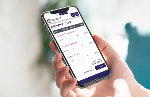 Responsive Website Design (mobile) - eCommerce Cart page Design for TU Dublin Students’ Union.