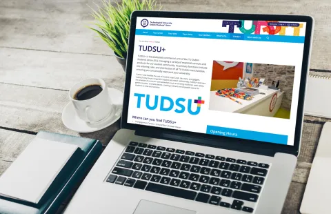Responsive Website Design (Laptop) - TUDSU+ Page Design for TU Dublin Students’ Union.
