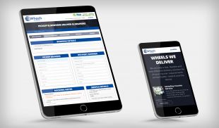 Responsive Website Design - Book a Courier (Tablet) & Services Page (Mobile) - Wheels We Deliver